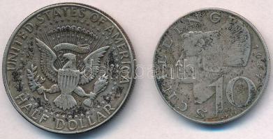Vegyes: Amerikai Egyesült Államok 1967. 1/2$ Ag "Kennedy" + Ausztria 1957. 10Sch Ag T:2,2-...