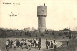 Komárom, Komárno; víztorony, futball pálya futballozókkal  / water tower, football players (EK)