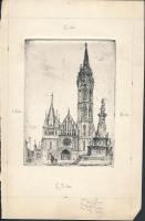 Jelzés nélkül: A budai vár(Mátyás-templom, Halászbástya, palota). 3 db rézkarc, papír, 10x14 cm