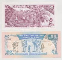 Szomália 1983. 5Sh + Szomáliföld 1999. 50Sh T:I Somalia 1983. 5 Shillings + Somaliland 1999. 50 Shillings C:UNC Krause 31.a, 7