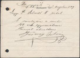 1913 Bp., Stephán Nándor utóda Grónay István Aranyműves műhelye nyugta