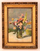Boldizsár István (1897-1984): Virág csendélet, akvarell, papír, jelzett, üvegezett fa keretben, 37×26,5 cm