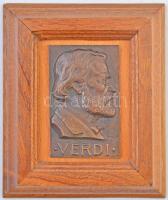 Solymári Valkó László (1909-1984) 1963. "Verdi" Br plakett, fa keretben (77x50mm) T:1