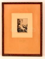 Szőnyi István (1894-1960): Anya itatja gyermekét, rézkarc, papír, jelzés nélkül, paszpartuban, üvege...