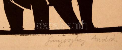 Szunyoghy András (1946-): Öngyilkos ló. Linó 1/10, papír, jelzett, szakadással, 24x34 cm