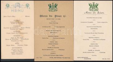 cca 1900-1910 11 db menükártya, nagyrészt angol vacsorákra. Szép szecessziós darabokkal / 11 English...