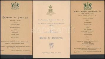 cca 1900-1910 11 db menükártya, nagyrészt angol vacsorákra. Szép szecessziós darabokkal / 11 English...