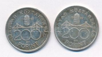 1992. 200Ft Ag "MNB" (2x) T:2 patina