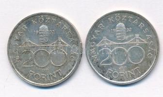 1992. 200Ft Ag "MNB" (2x) T:2 patina