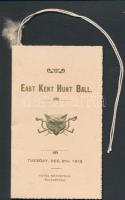 1913 East Kent Hunt Ball dance-program with embossed fox. / Vadászbál táncrendje. Dombornyomott róka.