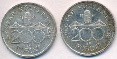 1992. 200Ft Ag "MNB" (2x) T:2 patina
