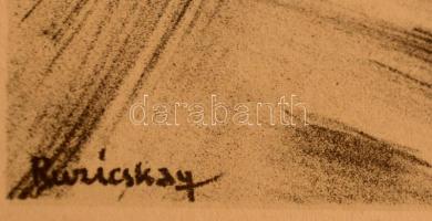 Ruzicskay György (1896-1993): Hegyek között. Algrafia, papír, jelzett az algrafián, 24×18 cm