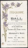 1913 Folkestone Ball dance-program / Angol bál táncrendje.