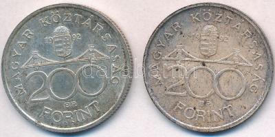 1992. 200Ft Ag "MNB" (2x) T:2 patina