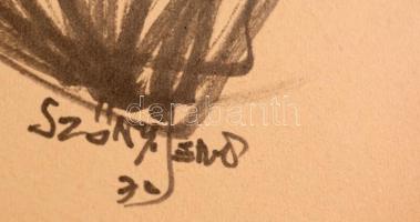 Szőnyi Jenő (1902-?): Aktok. Vázlatfüzet 7 rajzzal. Tus, papír, jelzett, 32x24 cm