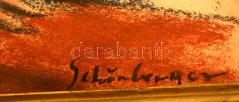 Schönberger jelzéssel: Kalapos nő. Pasztell, papír, üvegezett keretben, 26×20 cm