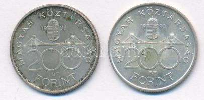 1993. 200Ft Ag "MNB" (2x) T:2 kis patina