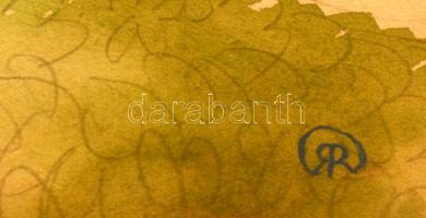 RR jelzéssel: Felolvasás. Akvarell, papír, üvegezett keretben, 24×18 cm