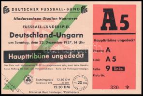 1957 Belépőjegy német-magyar labdarúgó mérkőzésre / Fussball-Länderspiel Deutschland-Ungarn Ticket