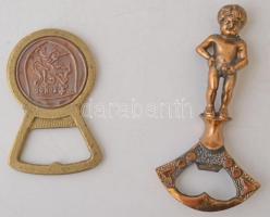 2 db ráz sörnyitó egyik pisilő kisfiú figurával, h:6-9 cm