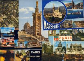 18db francia városképes lap, Párizs, Monte-Carlo, Shassburg, Marseille