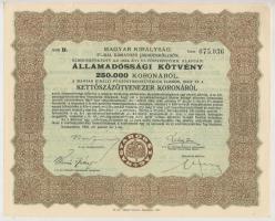 Budapest 1925. "Magyar Királyság 5%-kal kamatozó Járadékkölcsön Államadóssági Kötvény" 125...