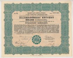 Budapest 1925. "Magyar Királyság 5%-kal kamatozó Járadékkölcsön Államadóssági Kötvény" 125...