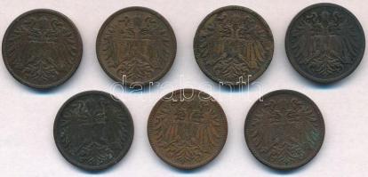 Ausztria 1903-1915. 2h Br (7xklf) T:2,2-
Austria 1903-1915. 2 Heller (7xdiff) C:XF,VF
Krause KM#28...