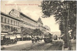 Budapest VIII. Múzeum körút, Neumann M. üzlete, villamosok (EK)