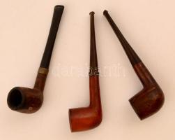 3 db fa pipa, egyik lepattanás, jelzettek (Bryere), h:13 cm