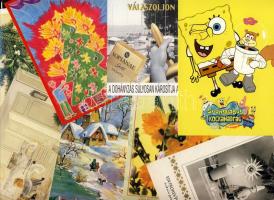 102db Magyar és külföldi üdvözlő és hierdetési képeslap, közte sok postatiszta