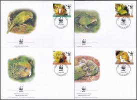 WWF: Kakapo set in pairs + 4 FDC, WWF: Kakapó sor párokban + 4 db FDC-n