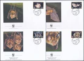 WWF: Mediterranean horseshoe bat set on 4 FDC, WWF: Kereknyergű patkósdenevér sor 4 db FDC-n