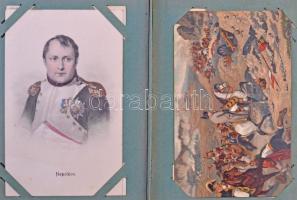 100 db RÉGI Napoleon képeslap gyűjtemény albumban, több litho és érdekes lappal / 100 pre-1945 Napol...