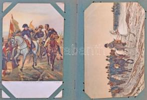 100 db RÉGI Napoleon képeslap gyűjtemény albumban, több litho és érdekes lappal / 100 pre-1945 Napol...
