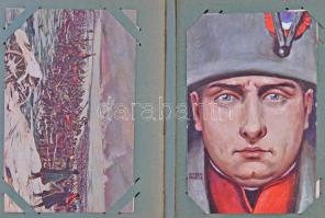 100 db RÉGI Napoleon képeslap gyűjtemény albumban, több litho és érdekes lappal / 100 pre-1945 Napol...