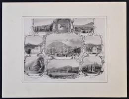 cca 1850 Kaukázusi termálfürdők (Pjatyigorszk, Kiszlovodszk, Zseleznovodszk, Jesszentuki), acélmetsz...