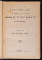 Indoklás a magyar általános polgári törvénykönyv tervezetéhez. Ötödik kötet. Öröklési jog. Budapest,...