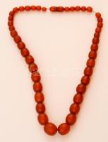 Borostyánszínű gyöngy nyaklánc, h: 50 cm