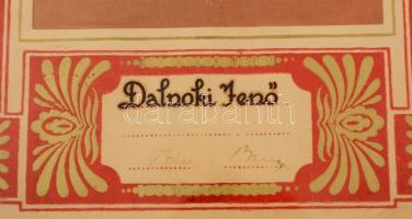 cca 1954-1955 Dalnoki Jenő (1932-2006) olimpiai bajnok labdarúgó (Kinizsi, Ferencváros) díszoklevele...