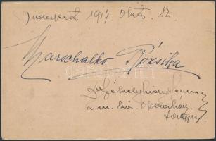 1917 Marschalko Rózsi operaénekesnő és Székelyhidy Ferenc aláírása levelezőlapon