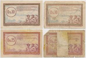 Franciaország 1923. 0,10Fr (2x) + 0,25Fr (2x) "Megszállt Területek Vasúti Igazgatása" T:II...