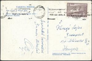 Puskás Öcsi üdvözlése és aláírása Faragó Lajosnak (1932- ) Buenos Airesből küldött levelezőlapon