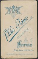 cca 1900 Katonaportré, keményhátú fotó Plchó János nyitrai műterméből, 10,5×6,5 cm