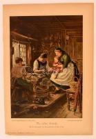 1889 Siebert: Die ersten Schuhe, a Gartenlaube karácsonyi üdvözlete olvasóihoz, litho kép, 25x18 cm