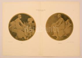 cca 1906 P.V.Gelland: Allegorikus medallionok, zene és geográfia a Dekorative Vorbilder XVI., Verlag von Julius Hoffmann, 50x34,5 cm