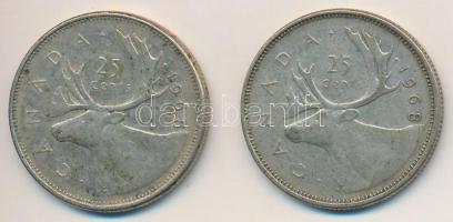 Kanada 1968. 25c Ag (2x) T:2,2-
Canada 1968. 25 Cents Ag (2x) C:XF,VF