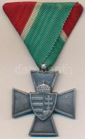 1940. "Nemzetvédelmi Kereszt / A Hazáért" ezüstözött Br kitüntetés mellszalaggal T:1- Hungary 1940. "National Defence Cross" gilt Br decoration with ribbon C:AU NMK 442.