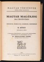 Dr. Nizsalovszky Endre: Magyar magánjog mai érvényében. II. kötet: Dologi jog. Budapest, 1928, Grill Károly, XVI+874 p. Kiadói egészvászon kötés, picit foltos védő- és előzéklapokkal, picit laza fűzéssel, jó állapotban.