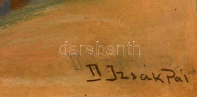 Izsák jelzéssel: Virágos csendélet, vegyes technika, papír, üvegezett fa keretben, 35×33 cm